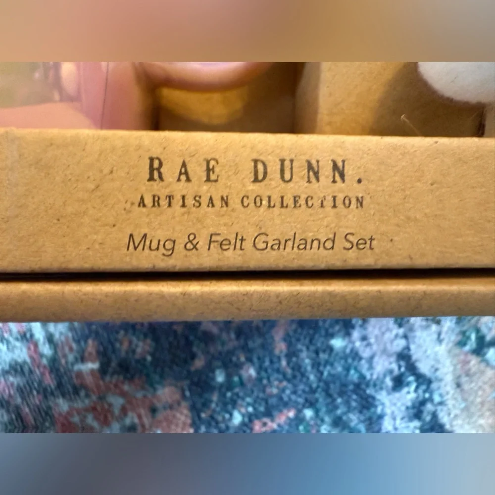Rae‎ Dunn Pink Mug with Pom Pom Garland Giftset-New in Box -*Hole in back of box